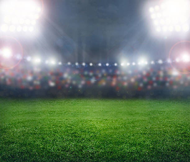 スタジアムの夜景 - soccer field flash ストックフォトと画像