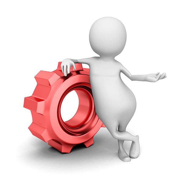 istock White 3d Person With Red Cogwheel Gear 497185628