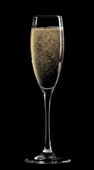 Champagne glass. Isolated on black background