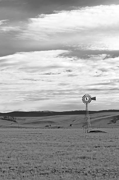 istock Farmland in America with Vintage Wind Pump 497186945