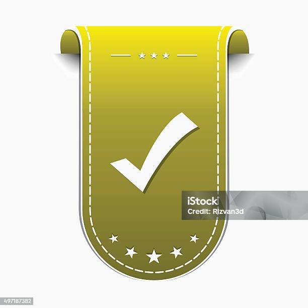 Tick Mark Vector Yellow Web Icon Stock Illustration - Download Image Now - 2015, Badge, Bookmark