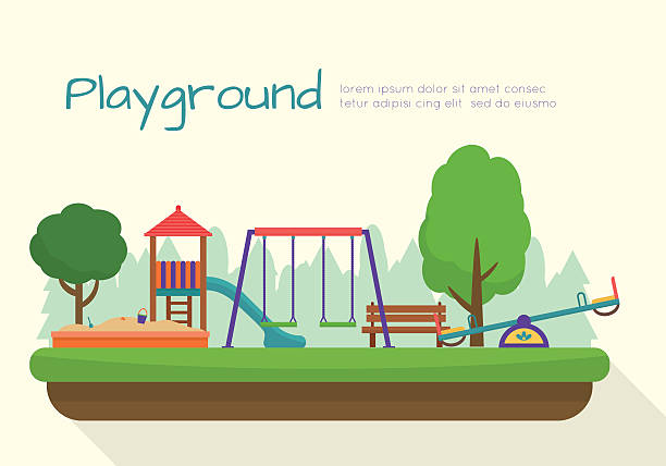 ilustrações de stock, clip art, desenhos animados e ícones de parque infantil conjunto. - nature play illustrations