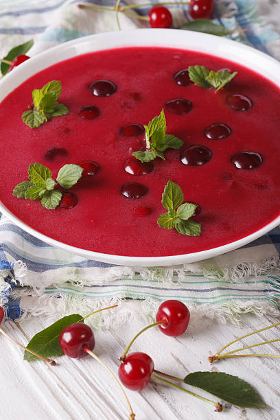 istock Hungarian cold cherry soup in a bowl  close-up. vertical 497187972