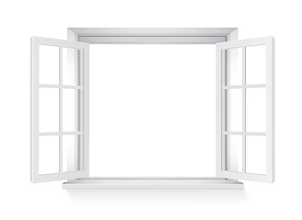 illustrations, cliparts, dessins animés et icônes de ouvrir la fenêtre isolé sur fond blanc - rebord de fenêtre