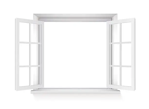 Vector illustration of open window isolated on white background