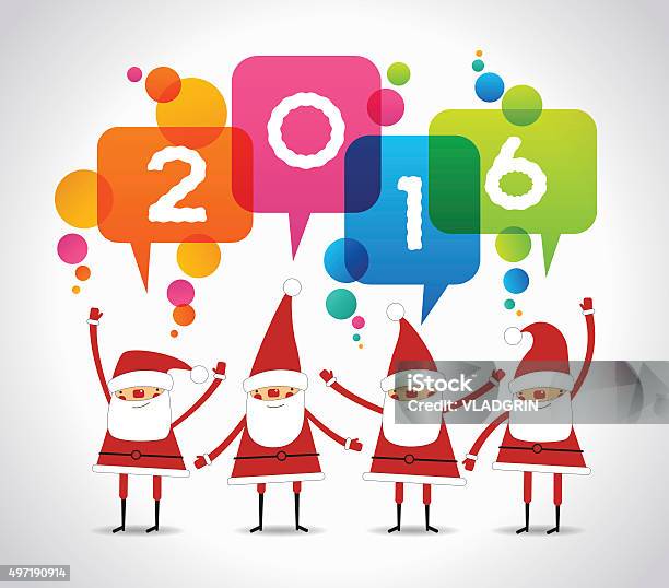 Creative Happy New Year 2016 Design With Santa Stock Illustration - Download Image Now - 2016, Abstract, Art