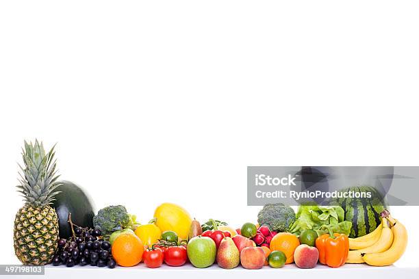 Frutas Y Verduras Foto de stock y más banco de imágenes de Fila - Arreglo - Fila - Arreglo, Fruta, Vegetal