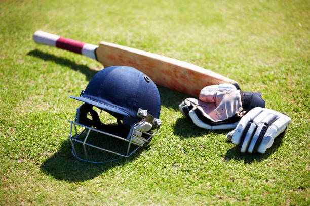 The tools for a batsman Shot of a batsman's equipment for cricket cricket stock pictures, royalty-free photos & images