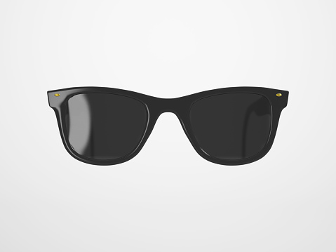 Sunglasses with black sporty metallic frame and mirror glass, white background, cut out, clipping path