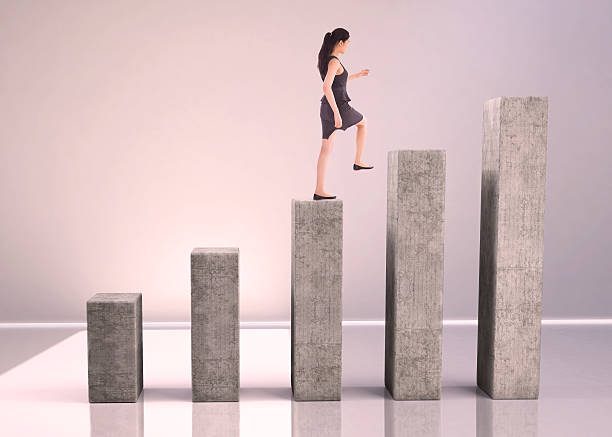 istock Composite image of businesswoman stepping up 497203941