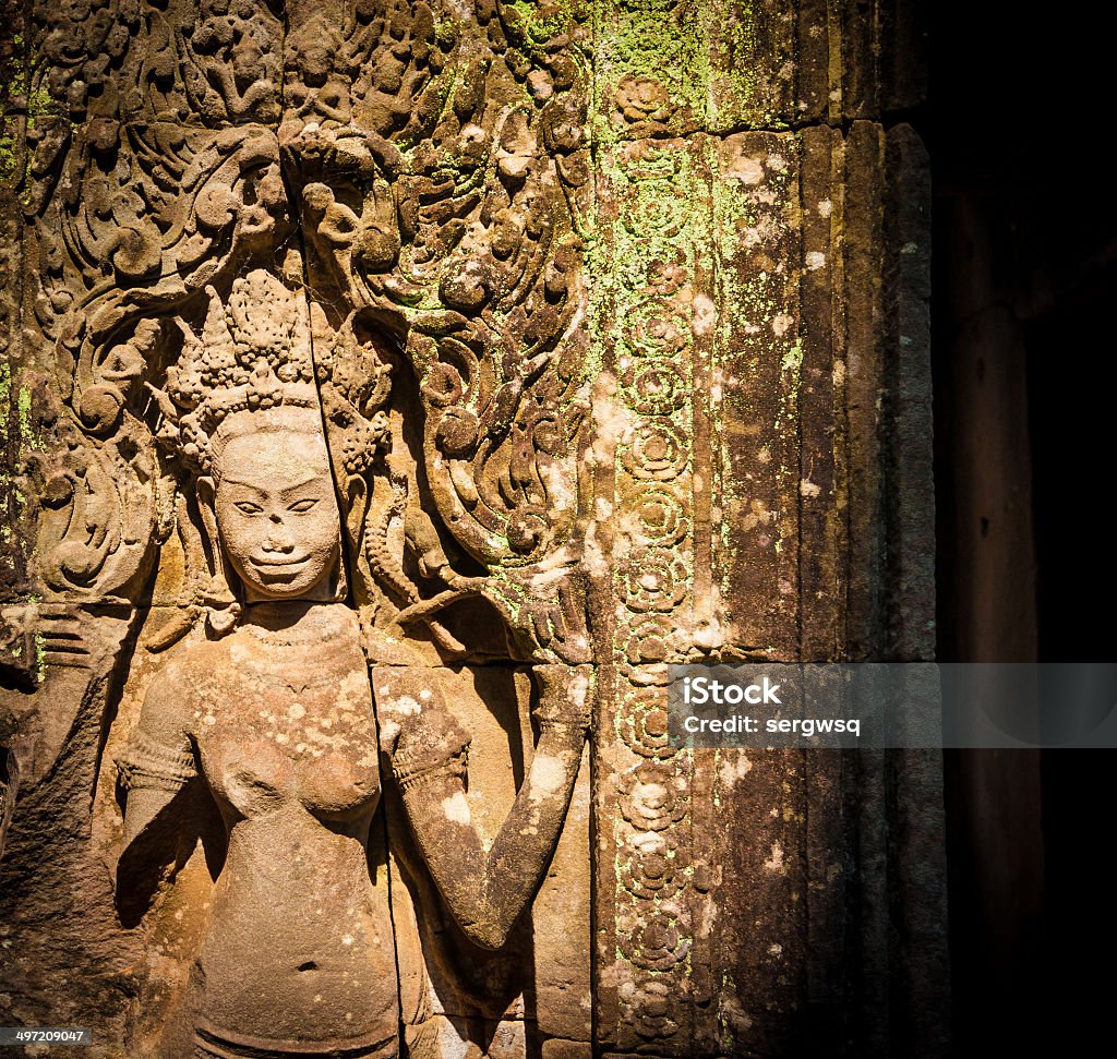 Carvings in Angkor Wat Cambodia Ancient Stock Photo