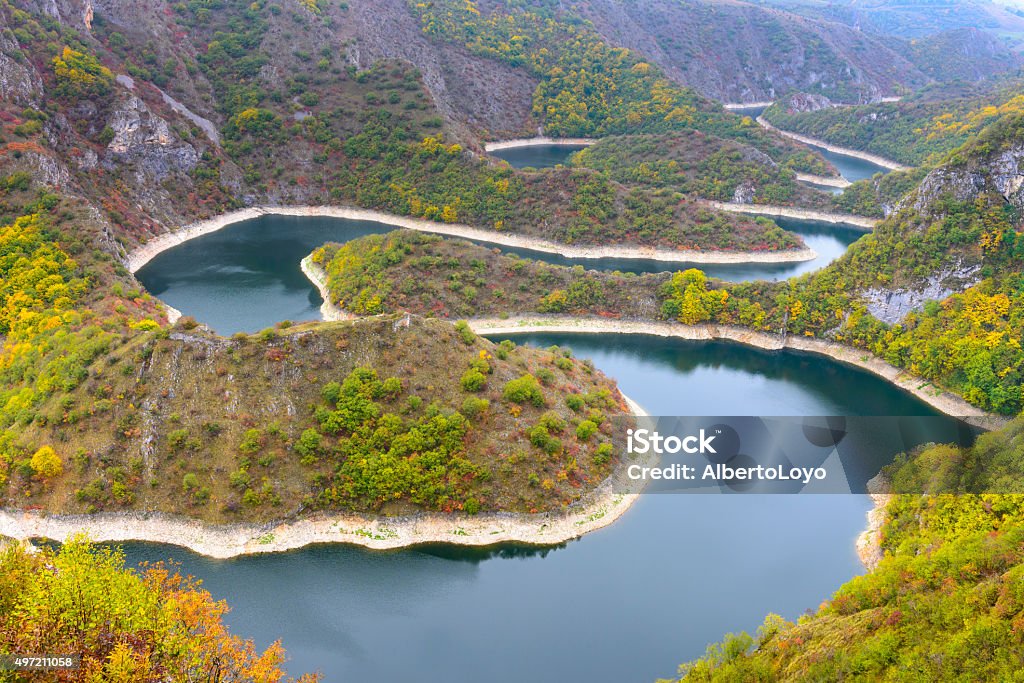 Meander of Uvac river, Serbia River Stock Photo