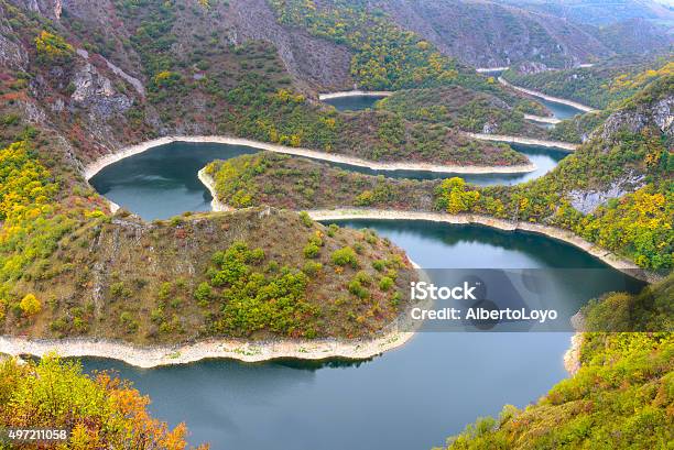 Meander Of Uvac River Serbia Stock Photo - Download Image Now - River, 2015, Autumn