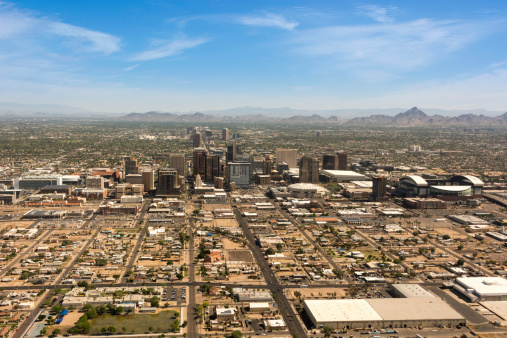 An aerial view of downtown Phoenix
