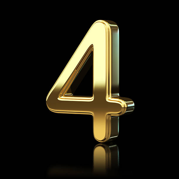 ゴールドアルファベット数字の 4 - number 4 gold number three dimensional shape ストックフォトと画像
