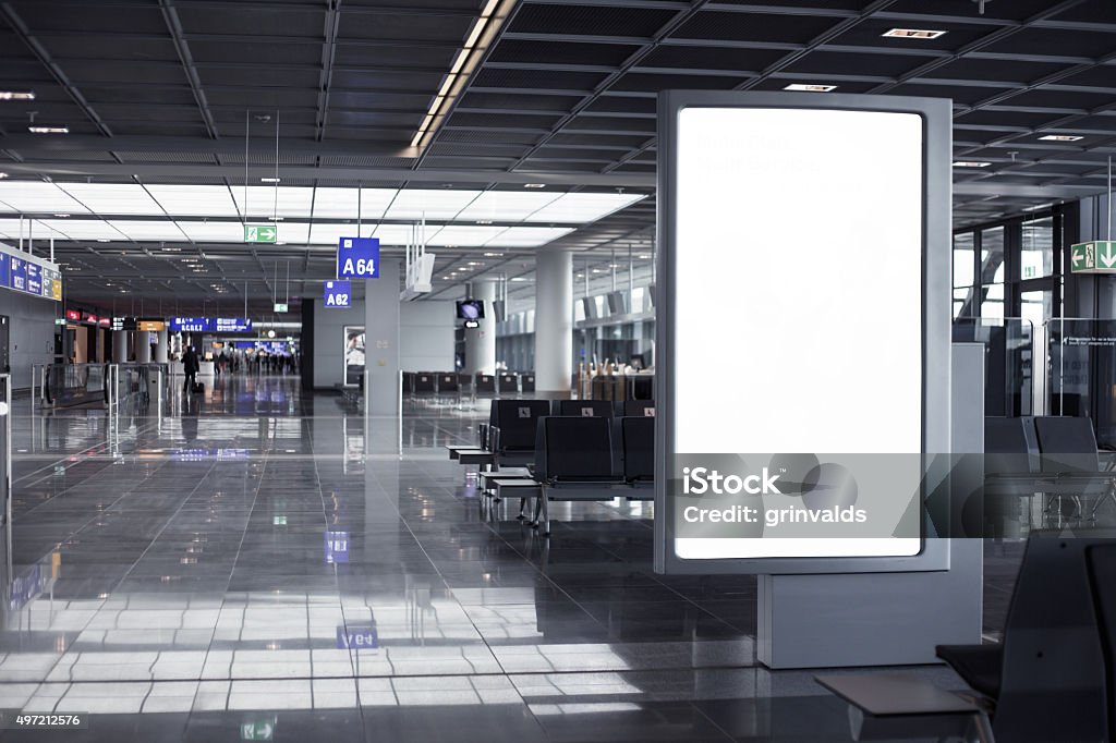 Empty advertising frame in airport Advertising frame in airport Airport Stock Photo