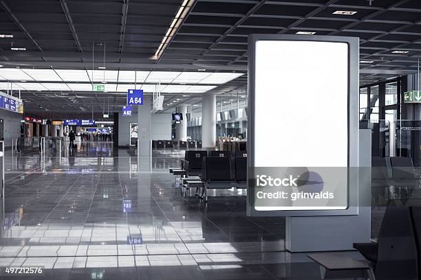 Empty Advertising Frame In Airport Stock Photo - Download Image Now - Airport, Billboard, Airport Departure Area