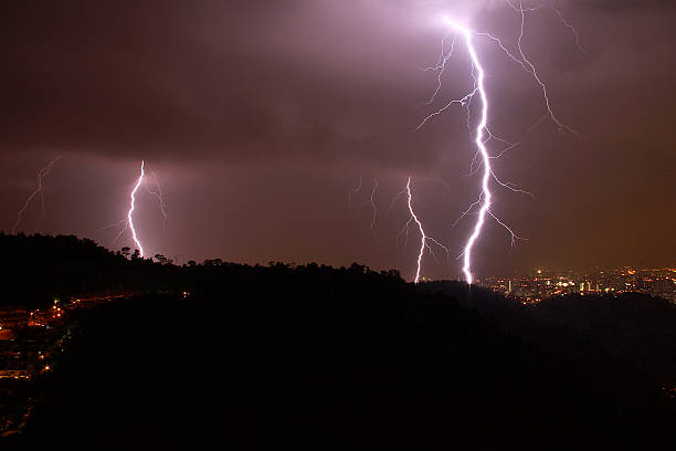 istock Multiple Lightening in the city at night in KL 497212733