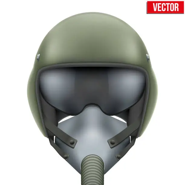 Vector illustration of Military flight fighter pilot helmet. Vector