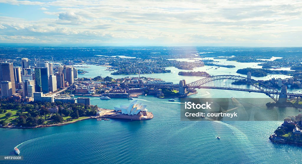 空から見たオーストラリアのシドニーハーバー - シドニー港のロイヤリティフリーストックフォト