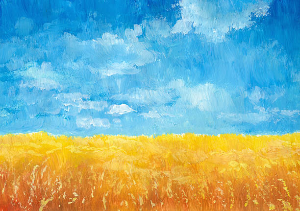 Grain Field Acrylic Painting on a paper, my own artwork. background place stock illustrations