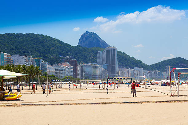 Copacabana Beach Soccer on the Beach Brazil  Rio de Janeiro stock photo