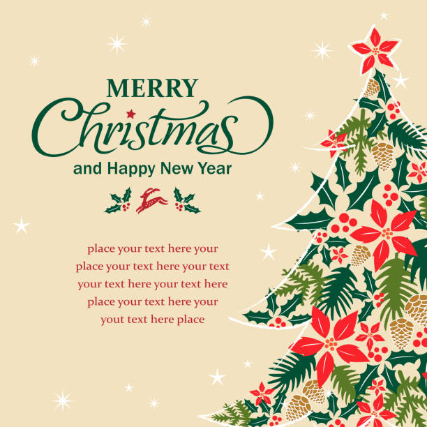 boże narodzenie drzewo kształt kwiatowy elementy formularza - christmas christmas tree angel decoration stock illustrations