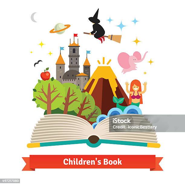 Imagination Coming To Life In Children Fairy Tail Stock Illustration - Download Image Now - Picture Book, Book, Child