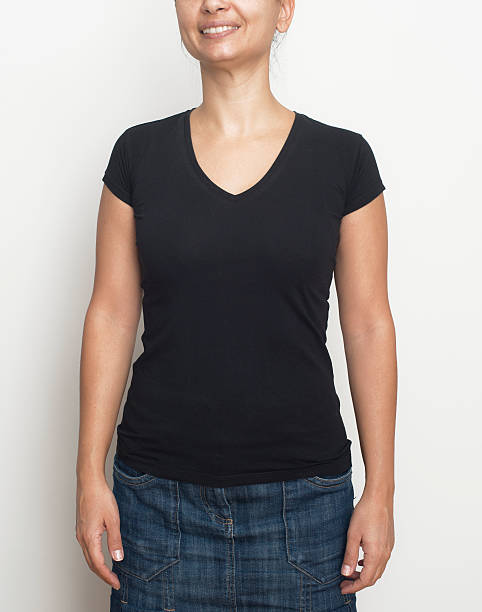 istock Woman in Blank Black T-shirt 497218772