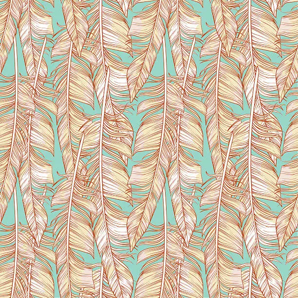 Vector illustration of Elegant feathers seamless pattern