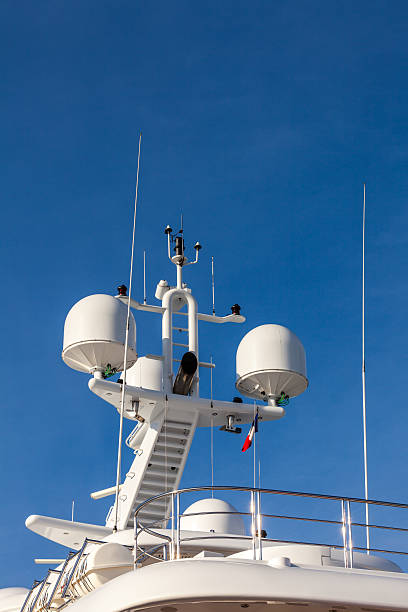 istock Communication antennas on a luxury yacht 497221410
