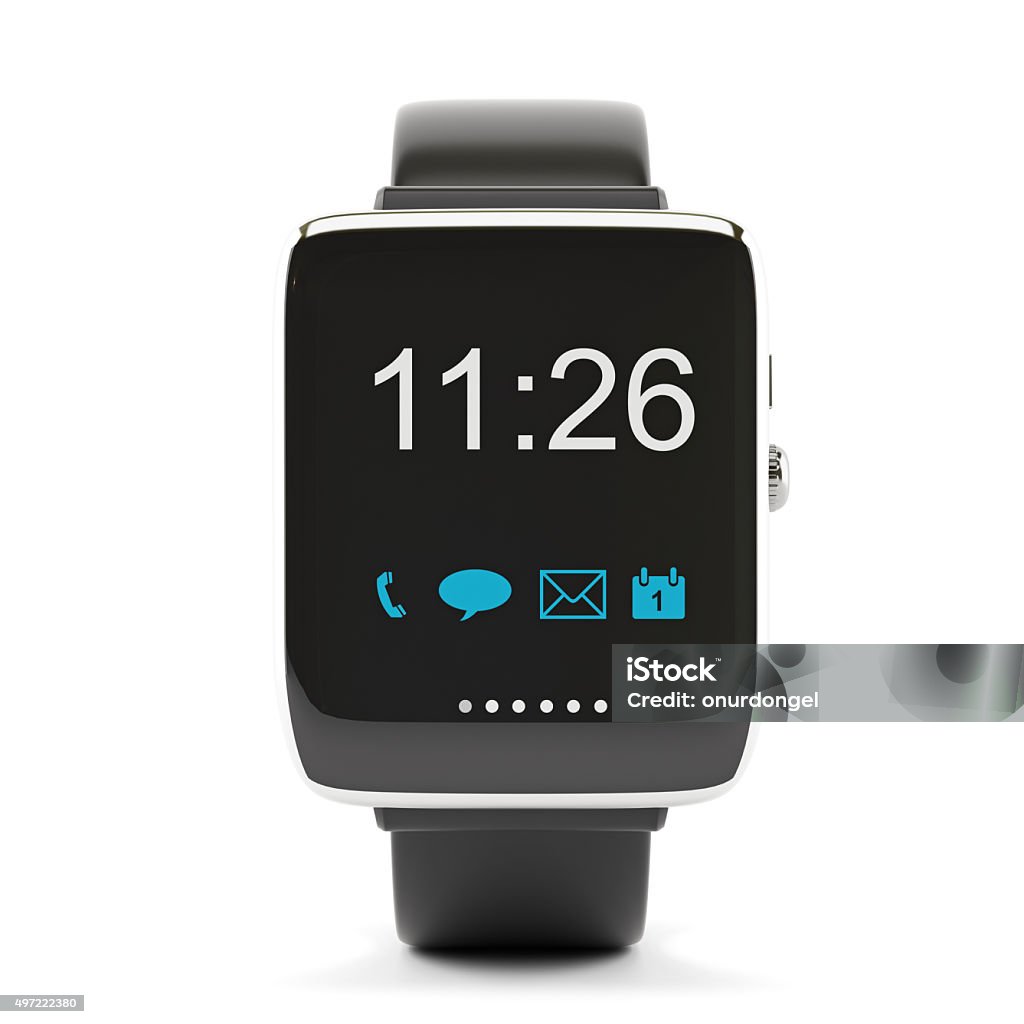 Smart Watch Displaying Apps Icons Smart watch displaying apps icons with clipping path Smart Watch Stock Photo