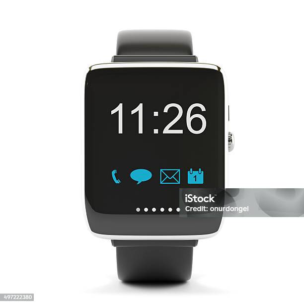 Smart Watch Displaying Apps Icons Stock Photo - Download Image Now - Smart Watch, Cut Out, Watch - Timepiece