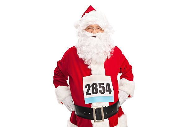 istock Santa Claus with a race number on his chest 497222878
