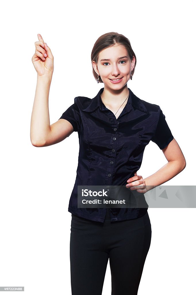 teen fille pointant - Photo de 2015 libre de droits