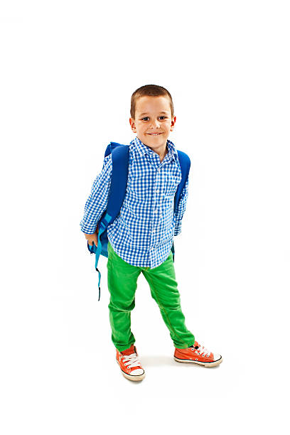 istock Full length portrait of a smiling school boy with backpack 497224268