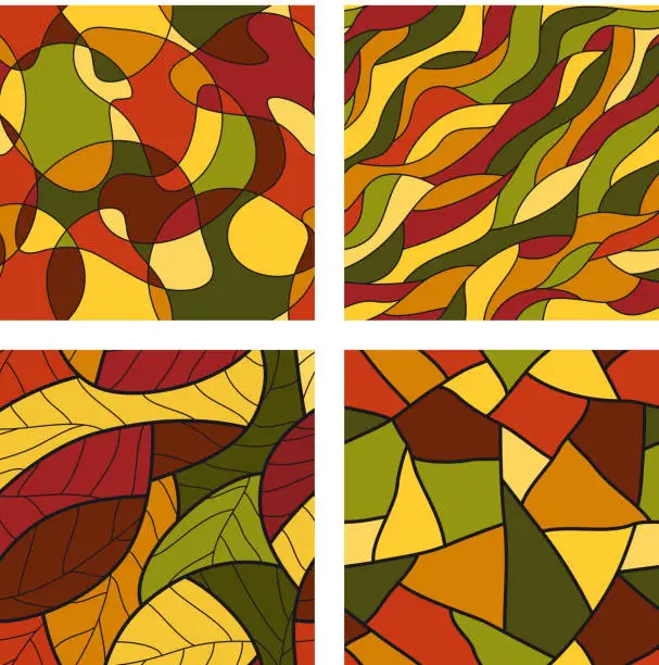 Vector illustration of Set of seamless patterns backgrounds. Vector illustration