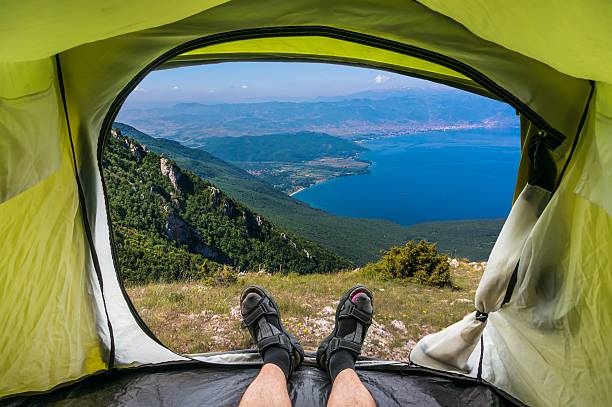 istock View from inside a tent on a pond in Macedonia 497225562