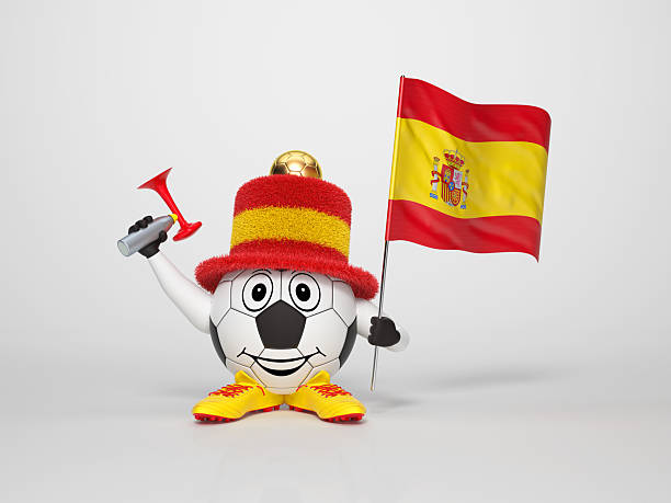 Soccer character fan supporting Spain stock photo