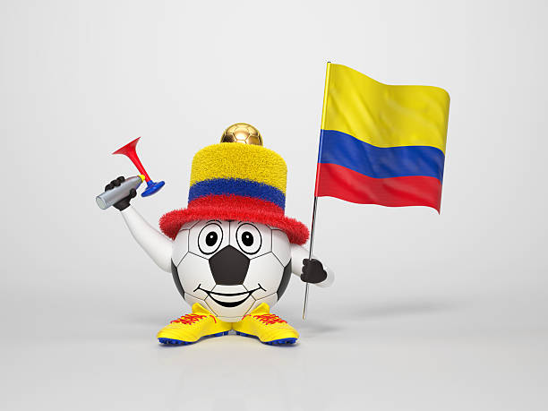 Soccer character fan supporting Colombia stock photo