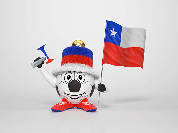 Soccer character fan supporting Chile stock photo