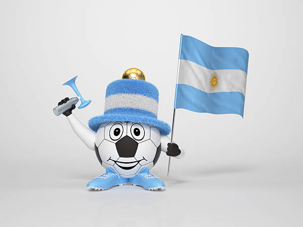 Soccer character fan supporting Argentina stock photo