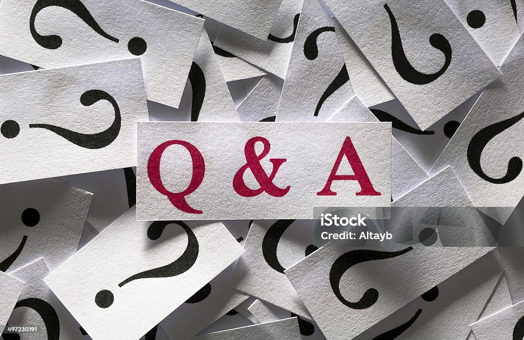 Questions &amp; Answers Close up Questions & Answers , too many question marks Q and A Stock Photo