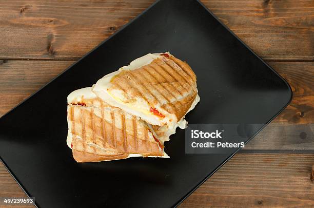 Panini Italian Sandwiches Stock Photo - Download Image Now - Basil, Blue, Bread