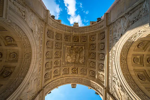 Details from the ceiling of the Arc de Triomphe du Carrousel in Paris, France.