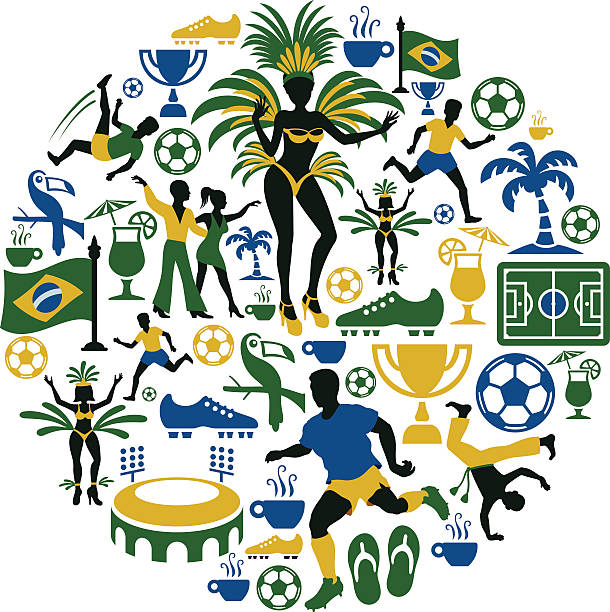 brasilianische collage - samba dancing rio de janeiro carnival brazilian stock-grafiken, -clipart, -cartoons und -symbole