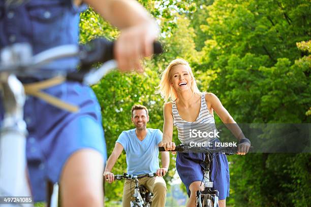 Happy Family Cycling Stock Photo - Download Image Now - Cycling, Bicycle, Family