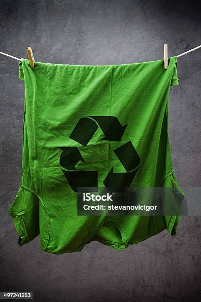 Green T Shirt With Recycle Symbol Stock Photo - Download Image Now - Alertness, Casual Clothing, Clean