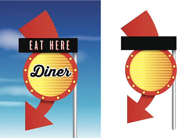 Vector illustration of american style retro vintage 1950s diner signs
