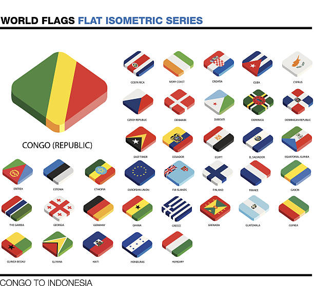 포석 세계, c-i, 3d 제품의 등각투영 평편 아이콘크기 디자인식 - guinea bissau flag stock illustrations